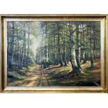 Blaetter, Albert. (1878 Berlin 1935) Sonnendurchfluteter Birkenwald. Öl/Lwd., re. u. sign. 70x 100