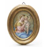 Miniaturist (frühes 19. Jh.) Madonna mit Kind. Öl/Kupfer, 10x 8 cm (im Oval). In ovalem,