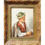 Fischhof, Georg (1859 Wien 1914) Halbportrait eines jungen Mannes mit Tirolerhut und