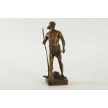 Bronzen sculptuur van landarbeider getiteld "Pax Labor", ges. Emile Louis Picault (1833-1915), h.