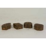 Lot van 4 gepatineerd verguld bronzen doosjes met opgelegd decor van diverse voorstelingen, Meiji-