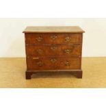 Walnut George II chest of drawers with three drawers, England ca. 1750, h. 76, w. 92, d. 51 cm.