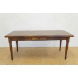 Oakwood table with drawer, h. 80, w. 190, d. 90 cm. Eiken rechthoekige eetkamertafel met lade, h.