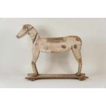 Polychroom houten speelgoed paard, 19e eeuw h.62,5 cm. A polychroom children play horse, 19th