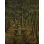 Ger van Vliet (1880-1972) Plasgezicht. Hierbij doek, bomen. doek, gesign. l.o., 40 x 50 cm. en doek,