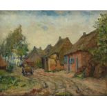 Anna Lehmann (1876-1956) Landweggetje met hooikar doek, gesign. r.o., 34 x 41 cm.