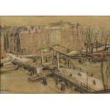 Maaike Braat (1907-1992) Gezicht op de Magere Brug pastel, gesign. l.o., '38, 48 x 65 cm.