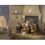 Hollandse school, met signatuur Teniers Figuren in een herberg doek, 50 x 64 cm.