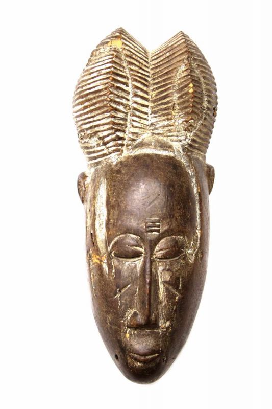 Dogon, staand figuur en Baule, houten masker. - Image 2 of 3