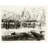 Max Liebermann (1847-1935) Veemarkt in Leiden ets, gesign. r.o., 24 x 31 cm.