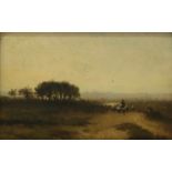 Cornelis Westerbeek (1844-1903) Herder met kudde schapen op de hei paneel, gesign. l.o., 18,5 x 29,5