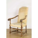 Notenhouten fauteuil in Louis XIV-stijl, 19e eeuw, met beige velours stoffering