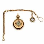 18krt. Gouden remontoirhorloge en een 14krt. gouden horlogeketting Horlogeketting met bedel