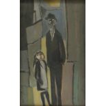 Dick Elffers (1910-1991) Vader en dochter / Mannenkop board, gesign. l.o., '54, 57 x 34 cm. en