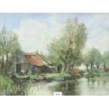 Frans Deutman (1867-1915) Huis aan het water aquarel, gesign. r.o., 38 x 50 cm.