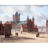 Johan Godfried van Ginkel (1827-1863) Gezicht op de Oude Delft te Delft paneel, gesign. l.o., 26 x