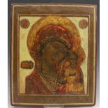 Rusland, ikoon, 19e eeuw; Madonna met kind 31 x 26 cm.