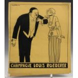 Willy Sluiter (1873-1949) Twee ontwerptekeningen voor affiches, 'Champagne Louis Roederer' /