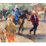 Rob Houdijk (geb. 1950) Paardje rijden doek, gesign. r.o., '81, 56 x 65 cm. Herkomst: uit de