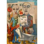 Dick Elffers (1910-1991) Compositie met twee figuren doek, ongesign.?, 165 x 110 cm.