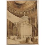 Hubertus van Hove (1814-1864) Interieur van de Hagia Sophia te Istanbul inkttekening, niet