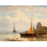 Johan Conrad Greive (1837-1891) Schepen bij Veere paneel, gesign. r.o., 22 x 28,5 cm.