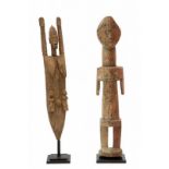 Twee Afrikaanse figuren; Dogon en Togo, Konkomba, staand figuur