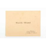 Visitekaartje Mata Hari 41 rue Windsor Neuilly St. James h. 5,5 x b. 8 cm.