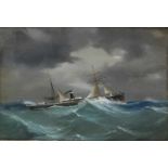 Onbekend, ca. 1900 Stoomschip 'Ceres' pastel, 45 x 66 cm.