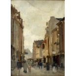 Floris Arntzenius (1864-1925) Winkelend publiek in Den Haag maroufle, gesign. r.o., 50 x 25 cm.