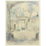 Elie Neuburger (1891-1972) Binnenplaats aquarel, gesign. r.o., 1957, 50 x 36 cm.