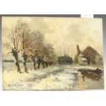 Willem Abraham Wassenaar (1873-1956) Boerderij in de sneeuw paneel, niet ingelijst, gesign. l.o.,