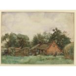 Anton Mauve (1838-1888) Boerderij aquarel, niet ingelijst, met atelierstempel, 25 x 35 cm.