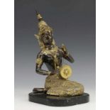 Verguld metalen Thaise danseres h. 24 cm.