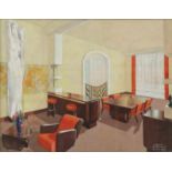 L. Dauchot (20e eeuw) Drie ontwerptekeningen voor interieurs driemaal aquarel en gouache, 30 x