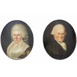 Toegeschreven aan Charles Bruno Donat Delin (1756-1818) Portret van Jan Jansz Rens/portret van Clara