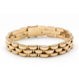 14krt. Gouden armband met bolle rechthoekige schakels netto 30,5 gr. Herkomst: uit de collectie