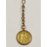 Gouden munthanger, Art-Nouveau. Voorzijde met een dame 'en profil', achterzijde met