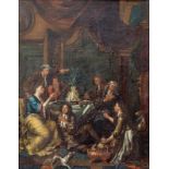 Toegeschreven aan Jan Jozef Oremans (1682-1752) Interieur met vrolijk gezelschap aan een tafel doek,