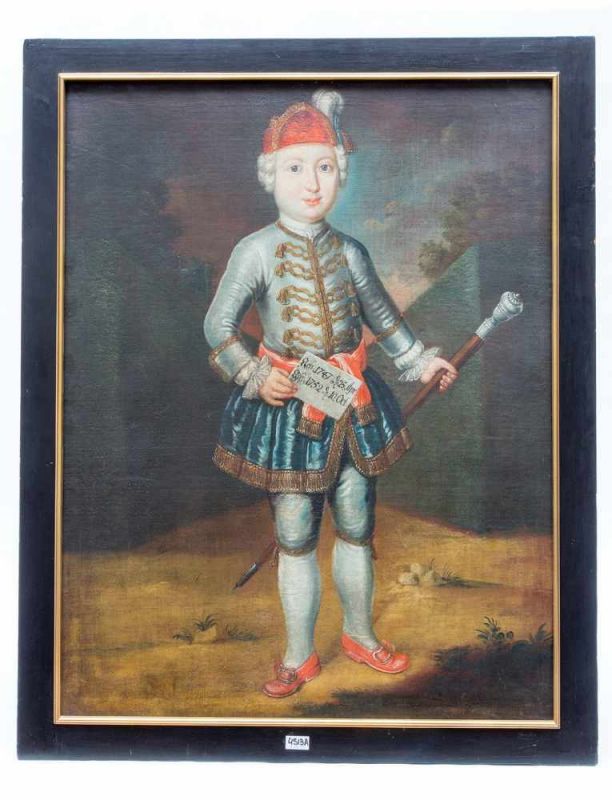 Duitse school, 18e eeuw Portret van een jongen doek, 107 x 82 cm. Herkomst: uit de nalatenschap - Image 2 of 3