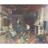 Hollandse school Interieur met een familie maroufle, 66 x 56 cm.