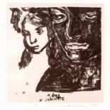 Marlene Dumas (geb. 1953) 'A long silence' litho, gesign. r.o., 1989, 26 x 25 cm.