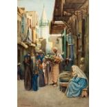 Toegeschreven aan John Frederick Lewis (1805-1876) Straat in Damascus aquarel, gesign. l.o., '74, 54