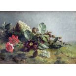 Cato van Hoorn (1851-1939) Bloemen marouflé, gesign. l.o., 20 x 30 cm.