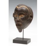 Nigeria, Boki, mask with round forehead, sharp hairline and ridge under large oval eyes, articulated