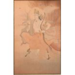 India, schildering op papier, ca. 1930, met voorstelling van Shiva op pauw in de wolken, met boog en