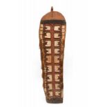 West Papua, Central Asmat, shield. with carved patterns of bipane and stylized birds. The backside
