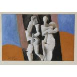 Dirkjan Ribbeling (1932-2013) Twee figuren gouache, gesign. l.o., '75, 25 x 38 cm. [1]