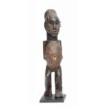 DRC., Teke, figure with a belly with magical substance. Restored. h. 35,5 cm. [1]