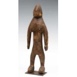 Nigeria, Montol, standing female figure, head with cut lines, small pierced eyes, cuts as a nose and
